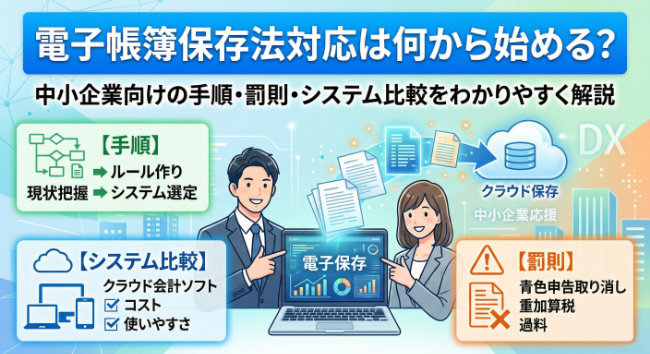 電子帳簿保存法対応は何から始める？中小企業向けの手順・罰則・システム比較をわかりやすく解説