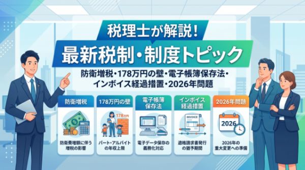税理士が顧問先に説明すべき防衛増税・178万円の壁・電子帳簿保存法・インボイス経過措置・2026年問題